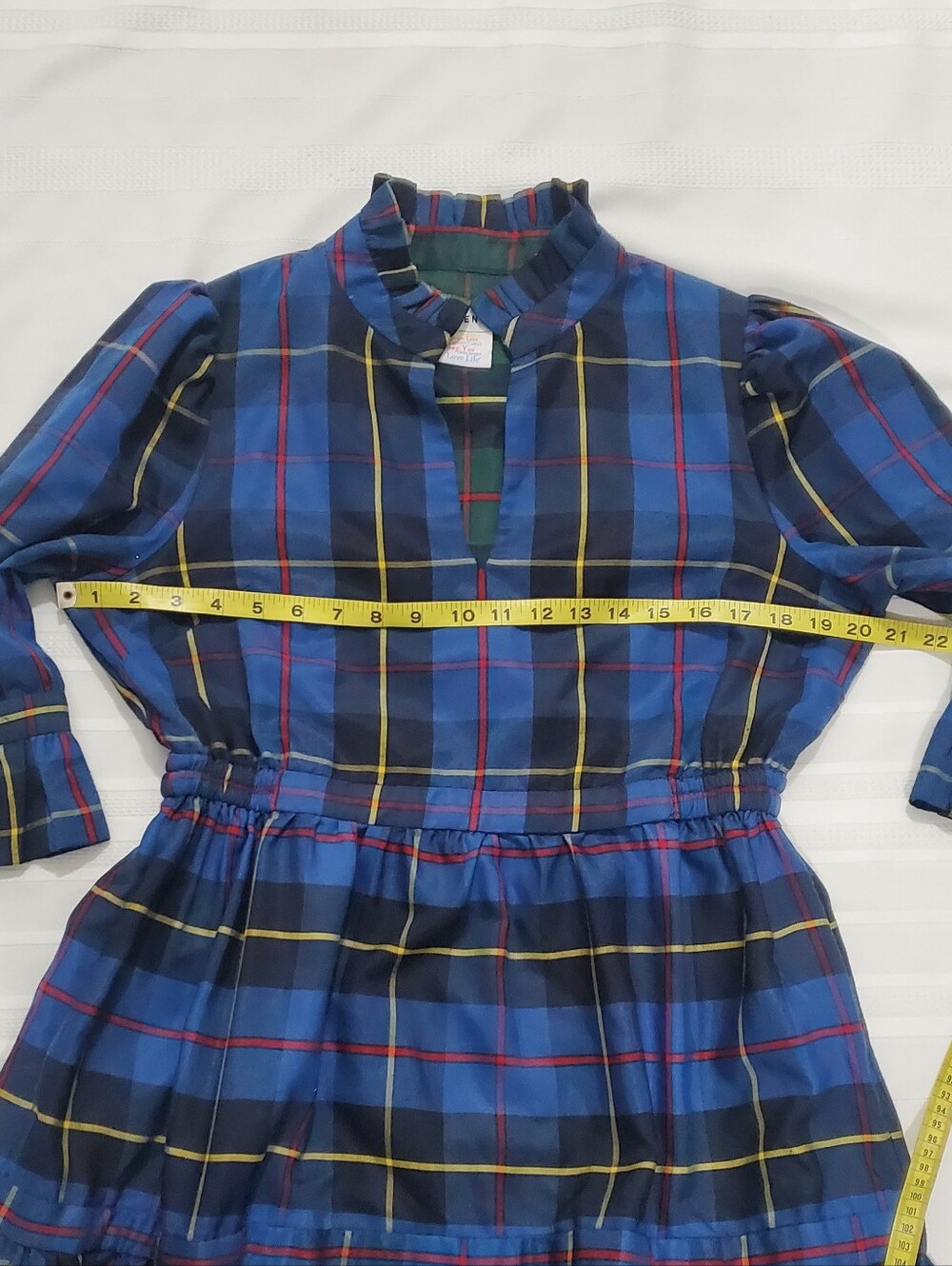 GRETCHEN SCOTT Teardrop Dress- Plaidly Cooper In Navy - Picture 3 of 10